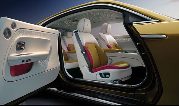 Spectre interior At 1.5 metres, Spectre has the longest doors in Rolls-Royce history, close at the touch of a button and open electronically.